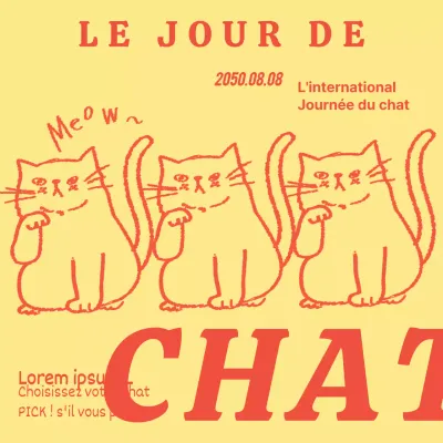 Un message simple en jaune et rouge pour la Journée internationale du chat