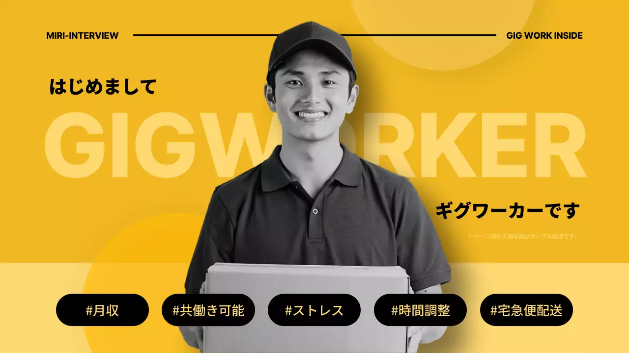 黄色 モダン ギグワーカー ポスター YouTube サムネイル