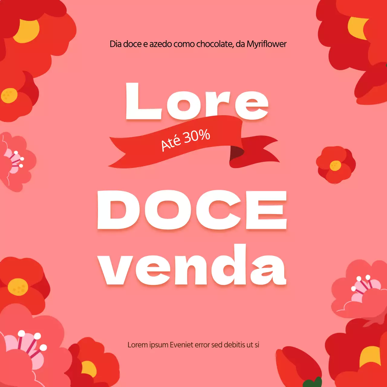Promover um evento de venda de florista minimalista em cor-de-rosa e vermelho