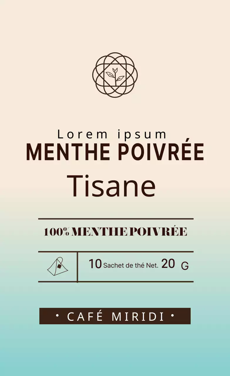 Étiquette de thé à la menthe illustrée Sky Ivory