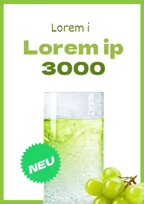 Ein einfacher lindgrüner und weißer Flyer, der für ein neues Muscat Ade Getränk wirbt.