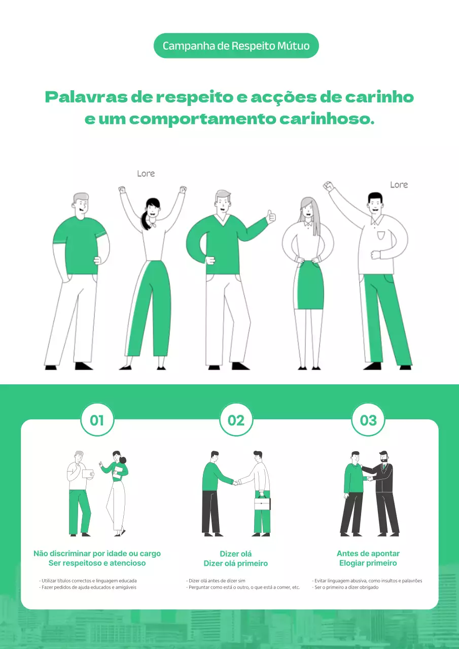 Cartaz promocional de campanha de cultura de empresa a verde e branco