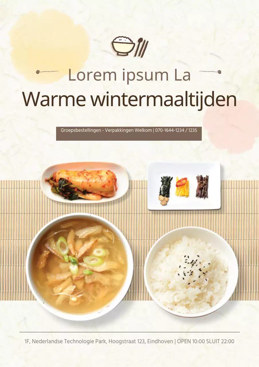 Leuke en hartige poster ter promotie van het sukiyaki menu