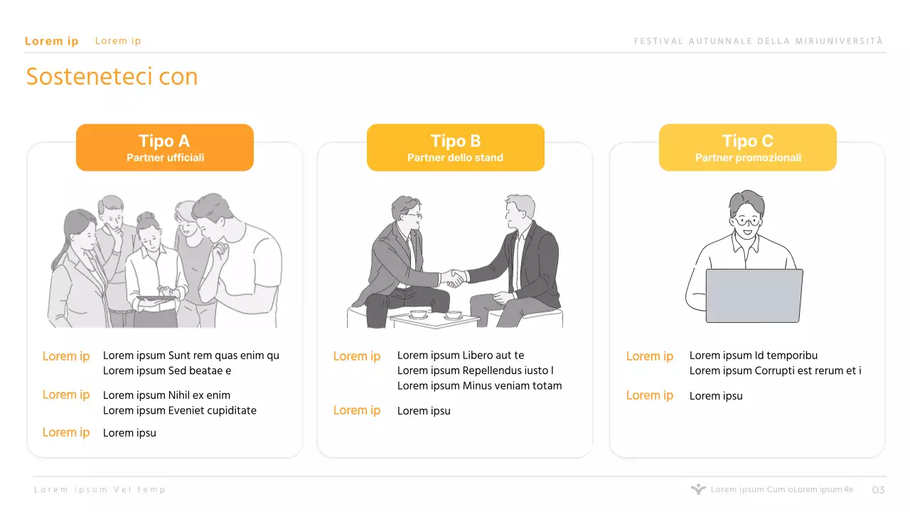 Semplice presentazione di sponsorizzazione del festival universitario arancione per college e università