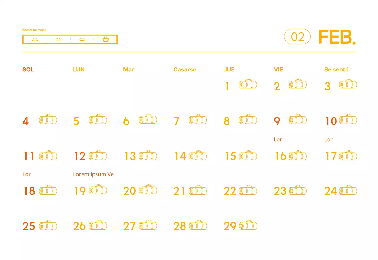 Calendarios naranjas para regalar cuando promocione su estudio de yoga