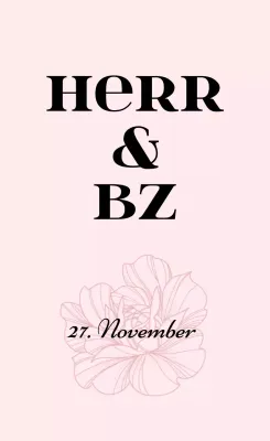 Werben Sie für eine einfache Hochzeitseinladung mit hellrosa und schwarzem Text und floralen Illustrationen