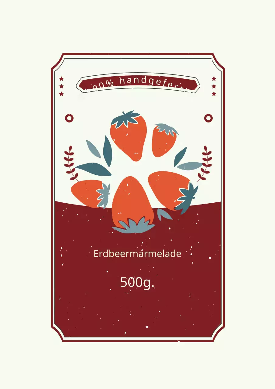 Vintage Erdbeermarmelade Etikett Design-Poster in rot