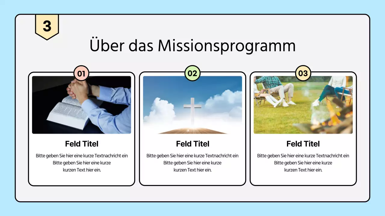 Eine saubere, pastellfarbene Sommermissionsbroschüre der Kirche