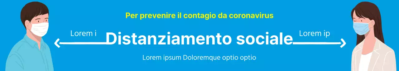 Guida alla prevenzione della corona illustrata in blu e giallo