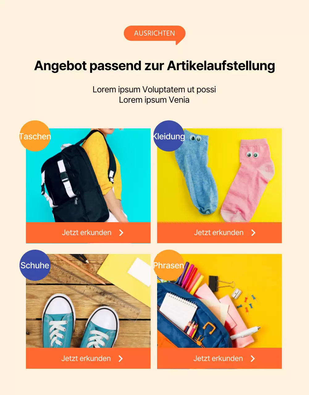 Orangefarbene, kitschige Illustration passend zur Leistung
