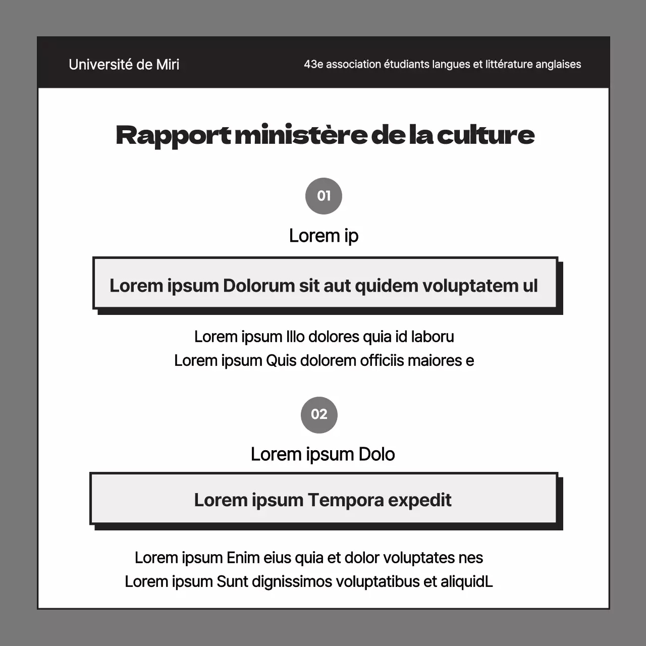Un simple rapport d'activité du syndicat étudiant en gris et noir