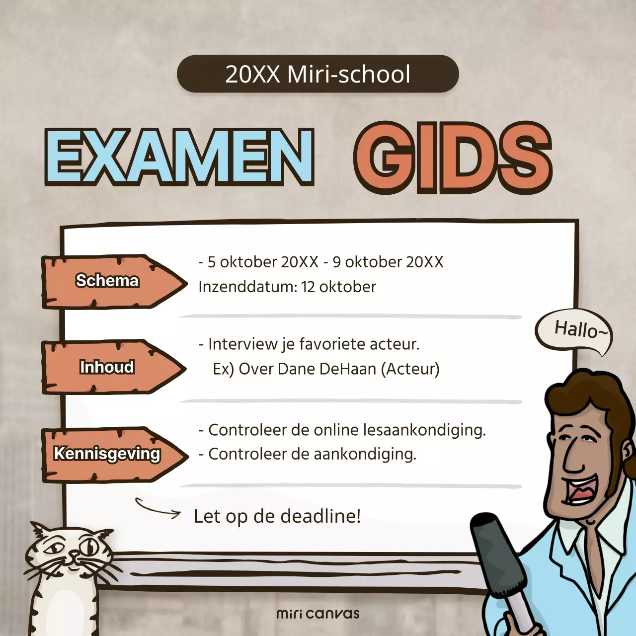 Bruine geïllustreerde klasaankondiging