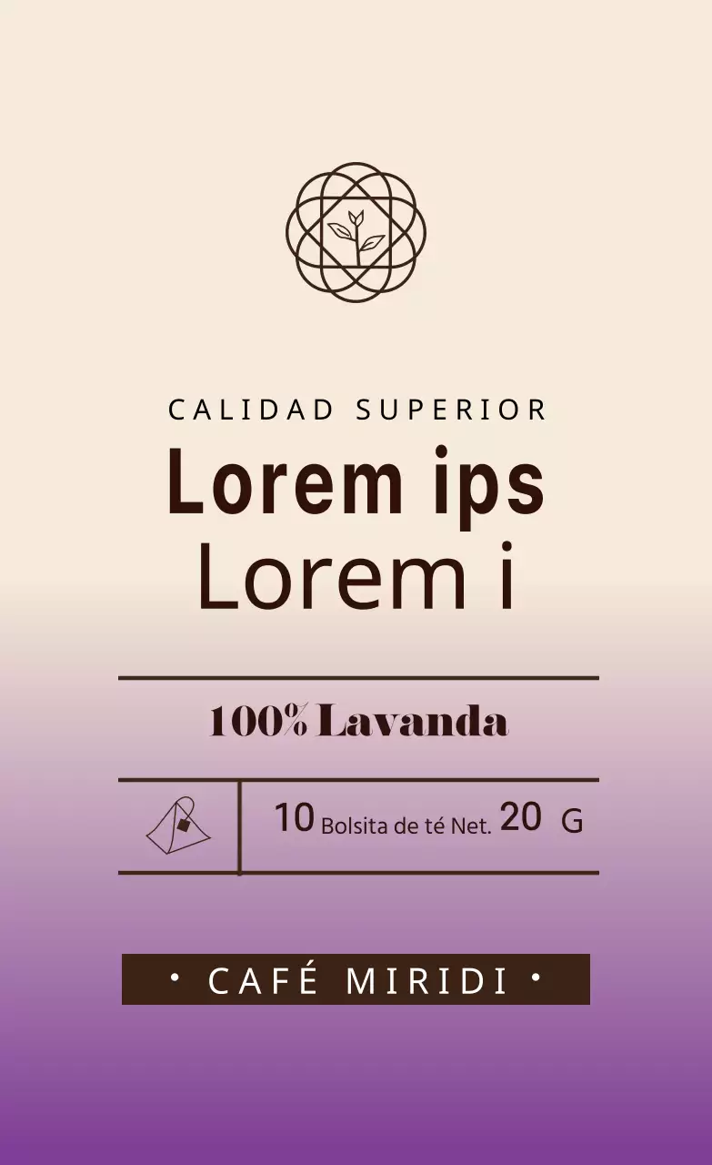 Etiqueta de té Purple Illustrated Cafe Lavender