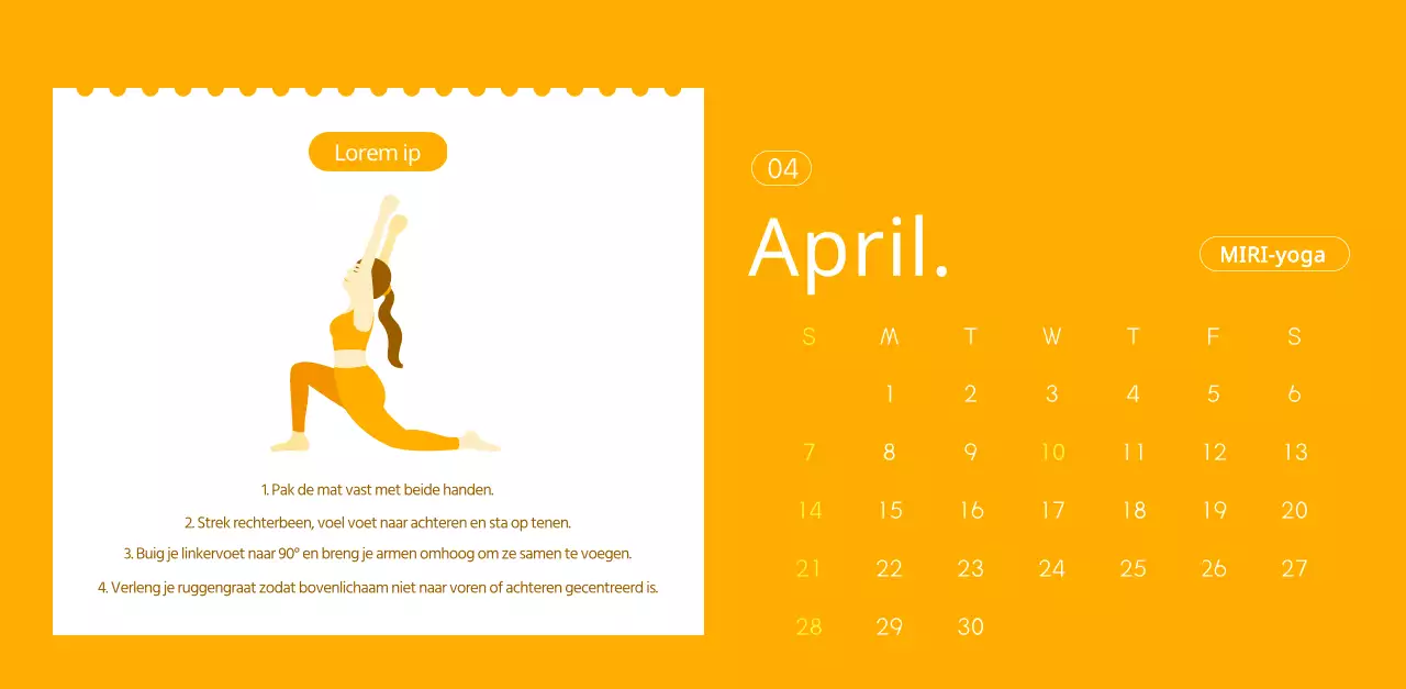 Oranje kalenders om weg te geven als je je yogastudio promoot