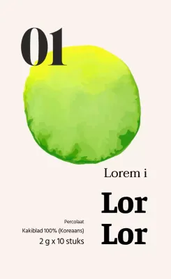 Abstracte illustratie cafe persimmon blad theezakje label