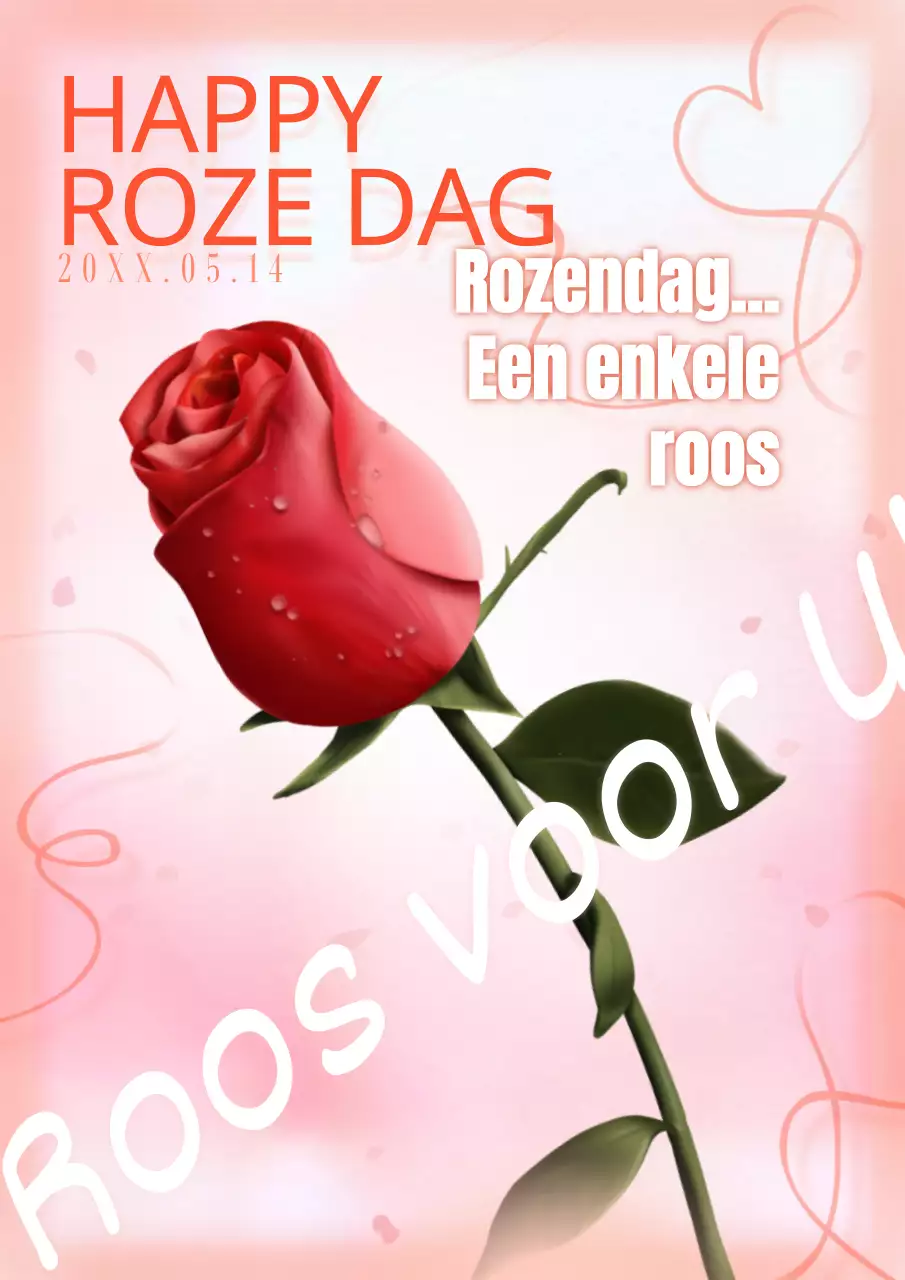 Promotiemateriaal voor Rozendag met een enkele roze bloem