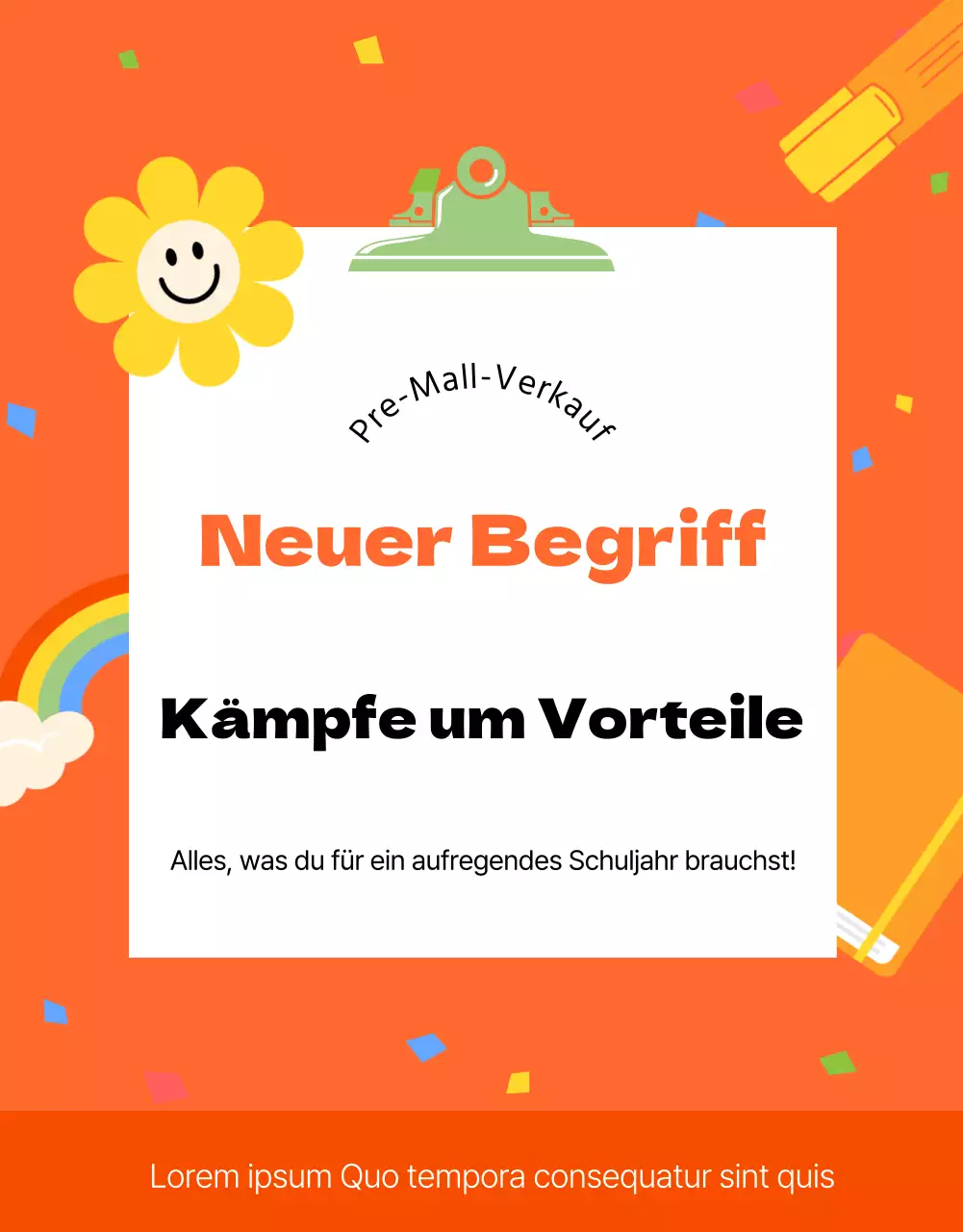 Orangefarbene, kitschige Illustration passend zur Leistung