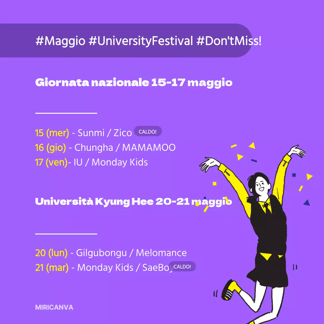 Calendario dei festival universitari