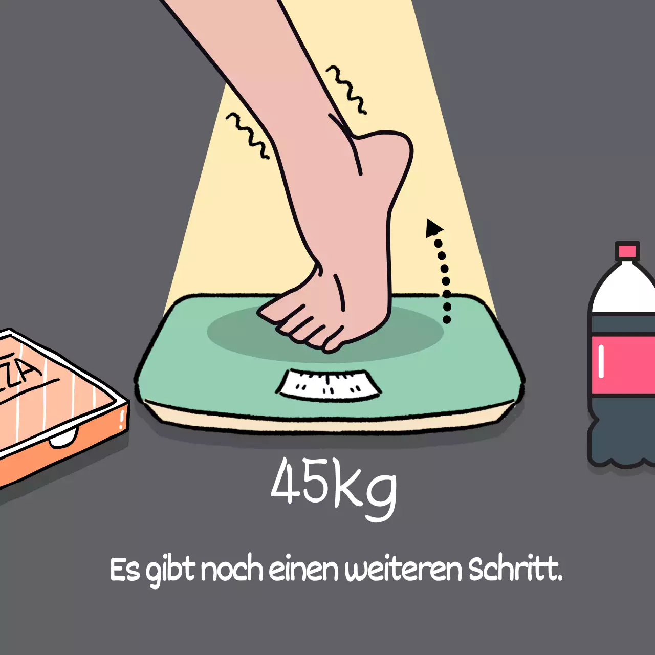 Diät Humor Fuß auf der Waage Illustration lustig Banner