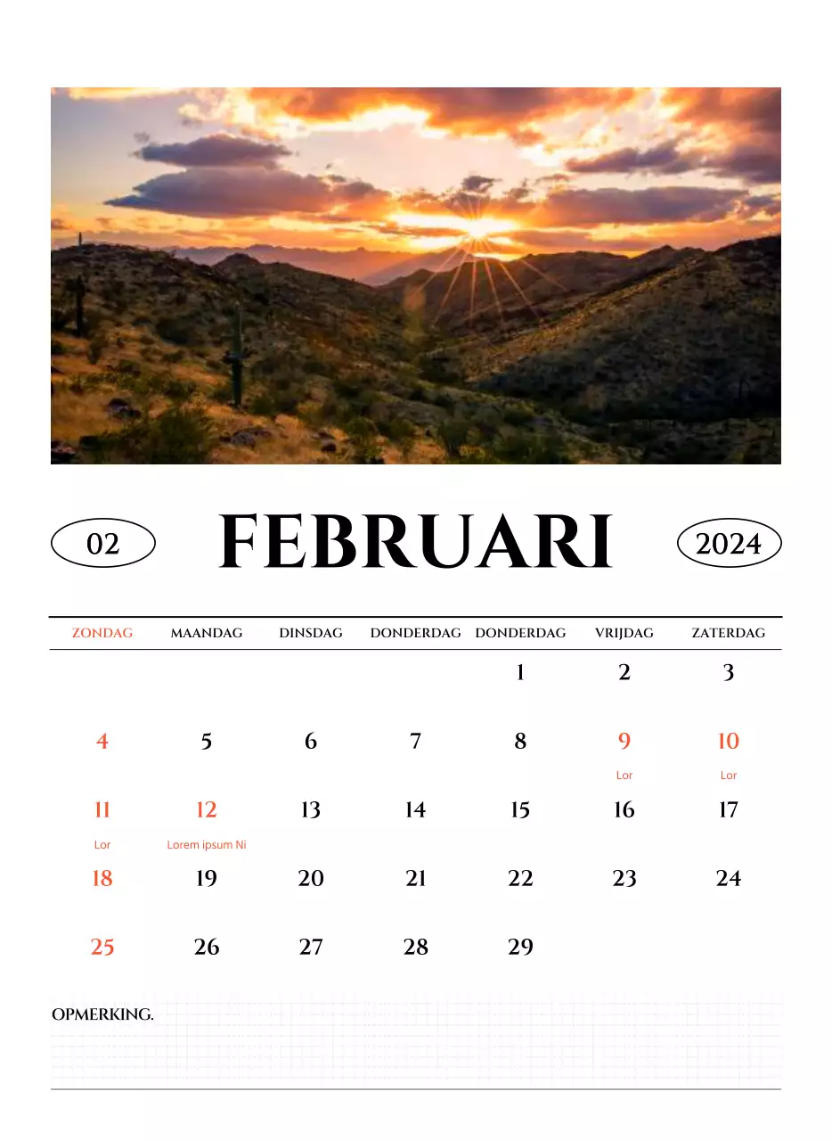 Eenvoudige stijl muurkalender met zwart-wit emotionele reisfotografie concept