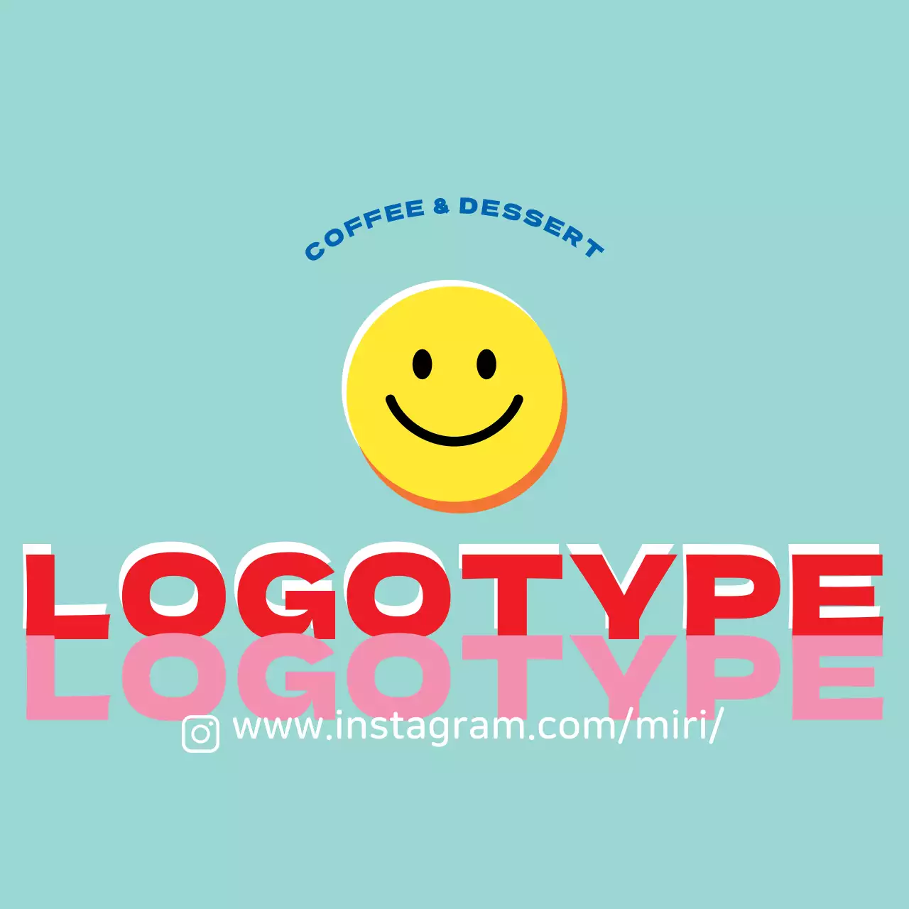 青ピンクのイラストかわいいカフェの宣伝