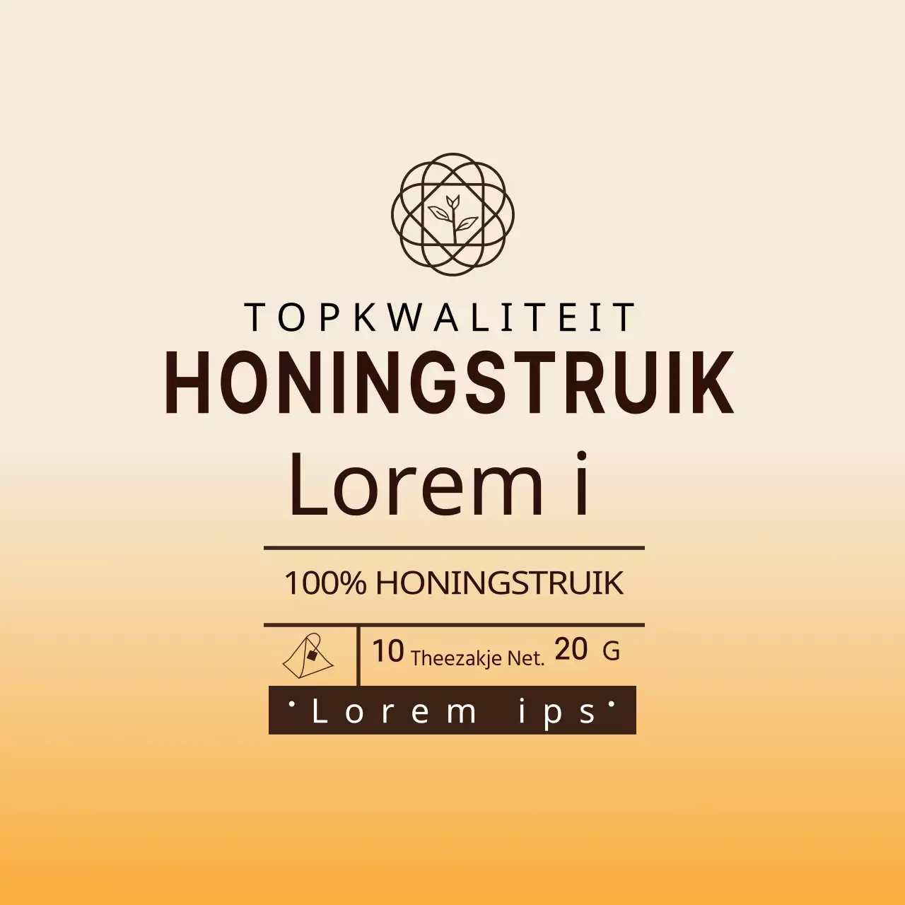 Geel geïllustreerd cafe honing theezakje labels