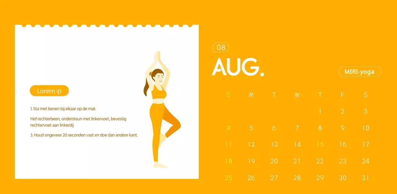 Oranje kalenders om weg te geven als je je yogastudio promoot