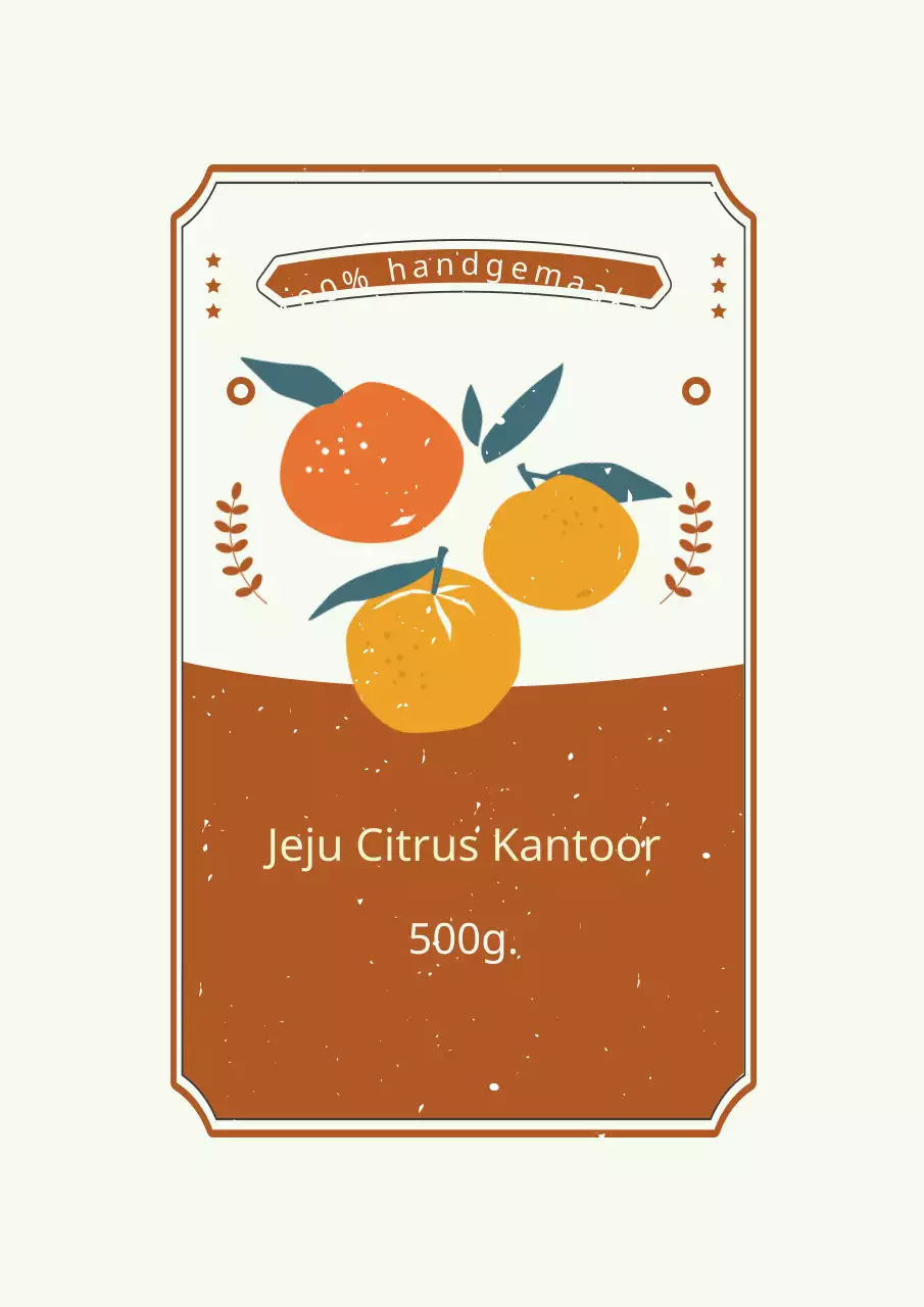 Oranje jam label ontwerp poster met vintage concept in bruine kleur
