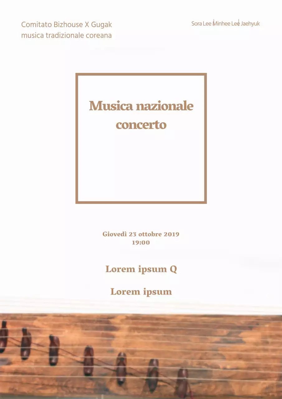 Promuovere un semplice concerto di musica classica con la foto di un pianoforte nero