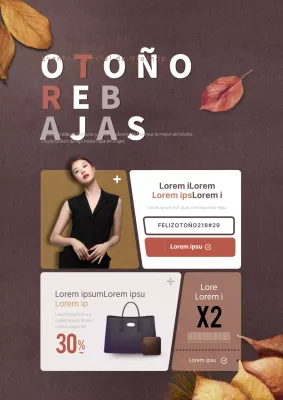 Promocione los cupones de descuento de otoño con hojas marrones caídas