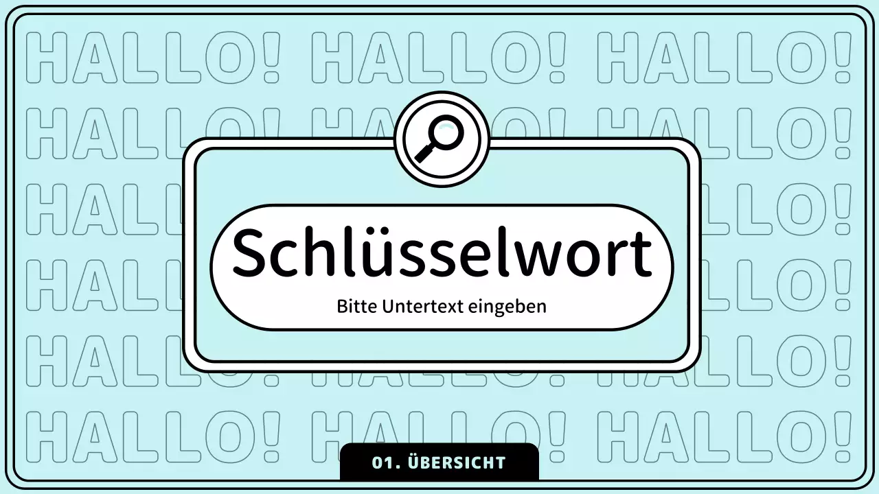 Hervorhebung von Schlüsselwörtern in einem einfachen Linienstil in Gelb und Mint