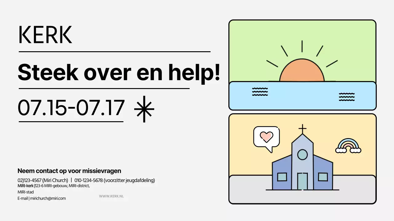 Een strakke, pastelkleurige kerkzomermissiebrochure