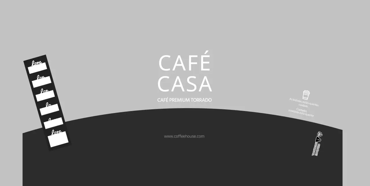 Copos de papel para café com simbologia simples e monocromática