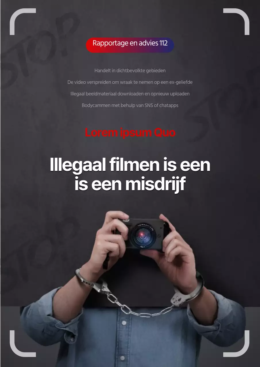 Misdaadrapport met een foto van een persoon in zwarte handboeien