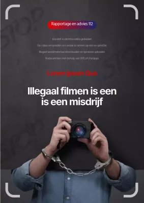 Misdaadrapport met een foto van een persoon in zwarte handboeien