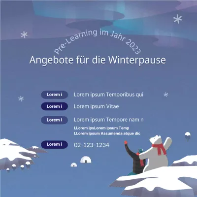 Winterpausen-Specials vor blauem arktischem Hintergrund