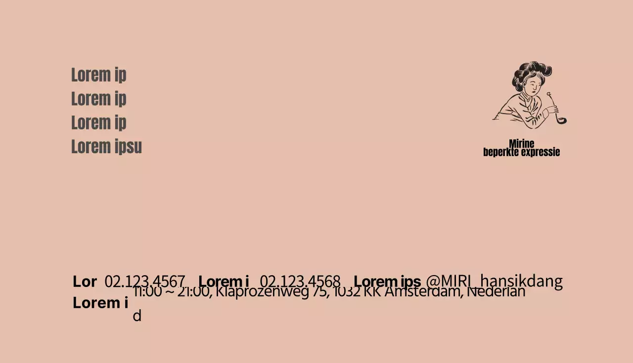 Lichtbruin geïllustreerd restaurant visitekaartje