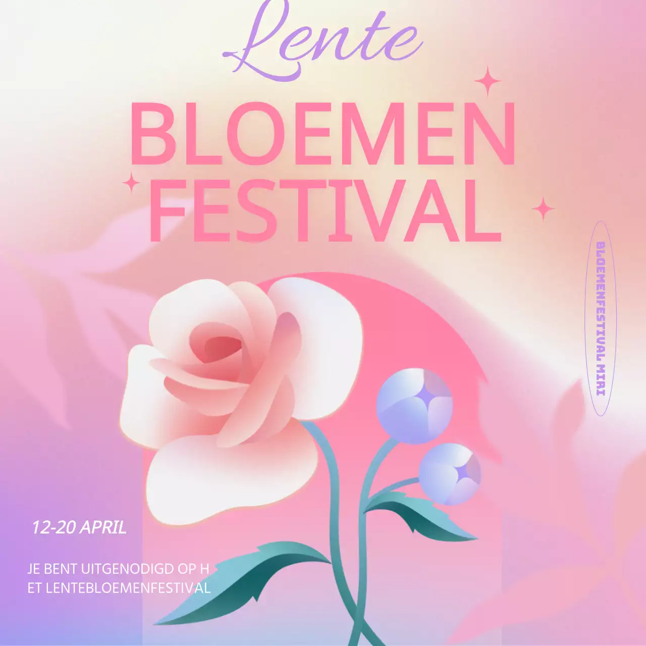 Promoot een lentefestival met roze kleurverloop
