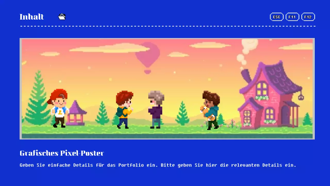 Portfolio-Präsentation in Blau und Gelb