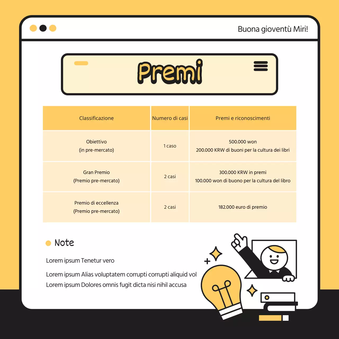 Giallo nero carino illustrazione giovani proposta politica online concorso