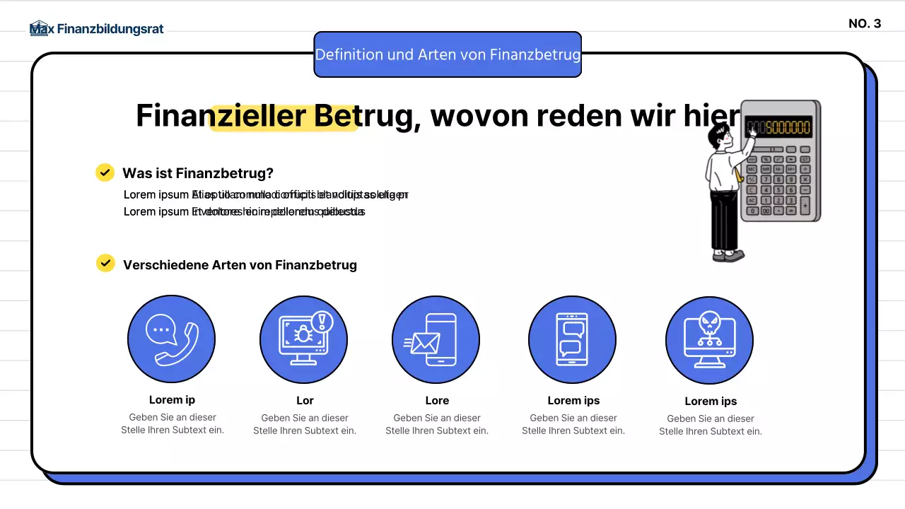 Schulung zur Prävention von Finanzbetrug für Erwachsene mittleren Alters in Blau
