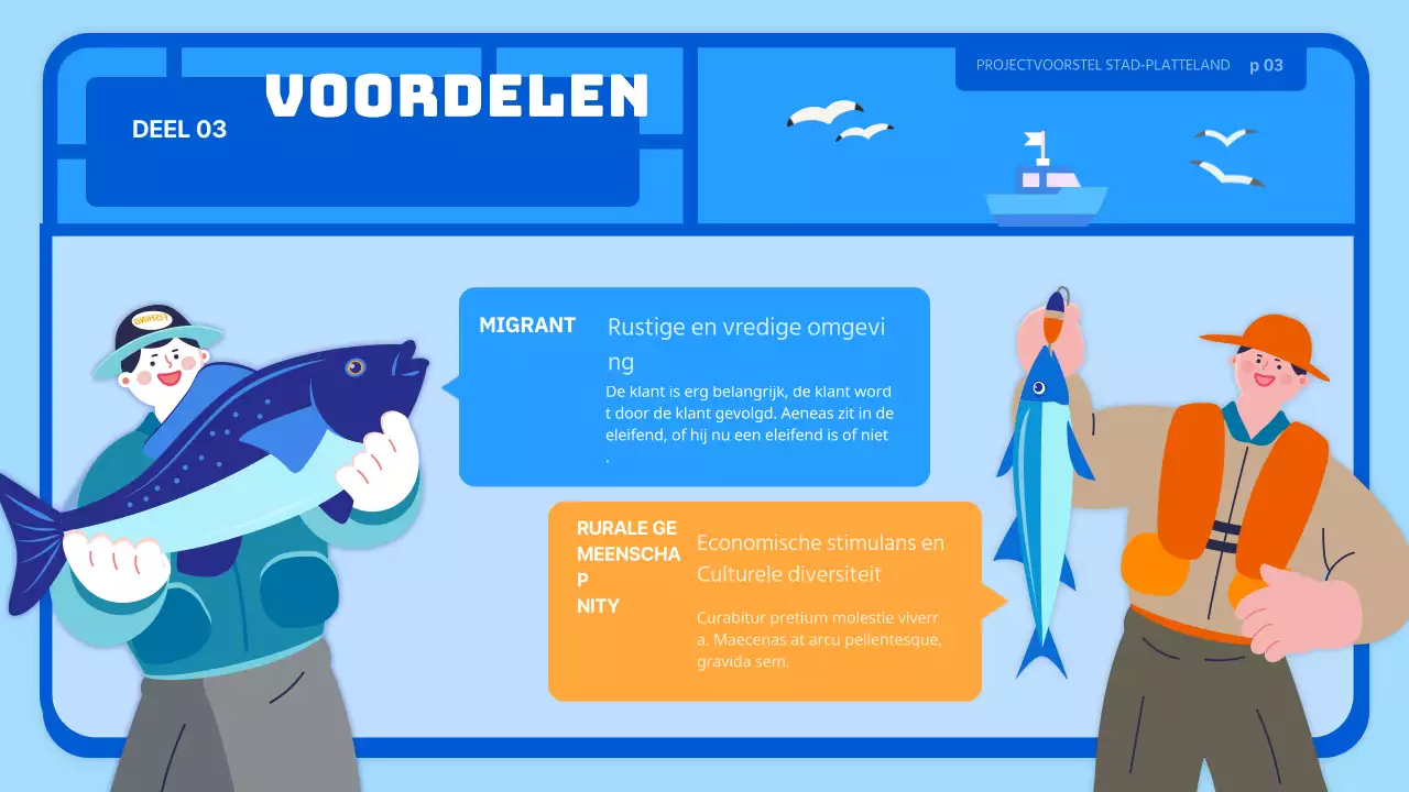 Lichtblauw schattig speelgoed-stijl boerendorp zakelijk voorstel