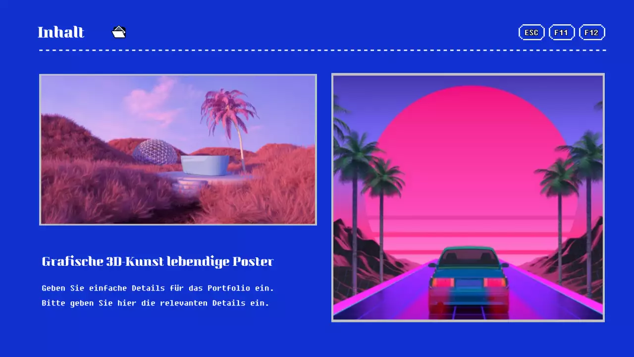 Portfolio-Präsentation in Blau und Gelb