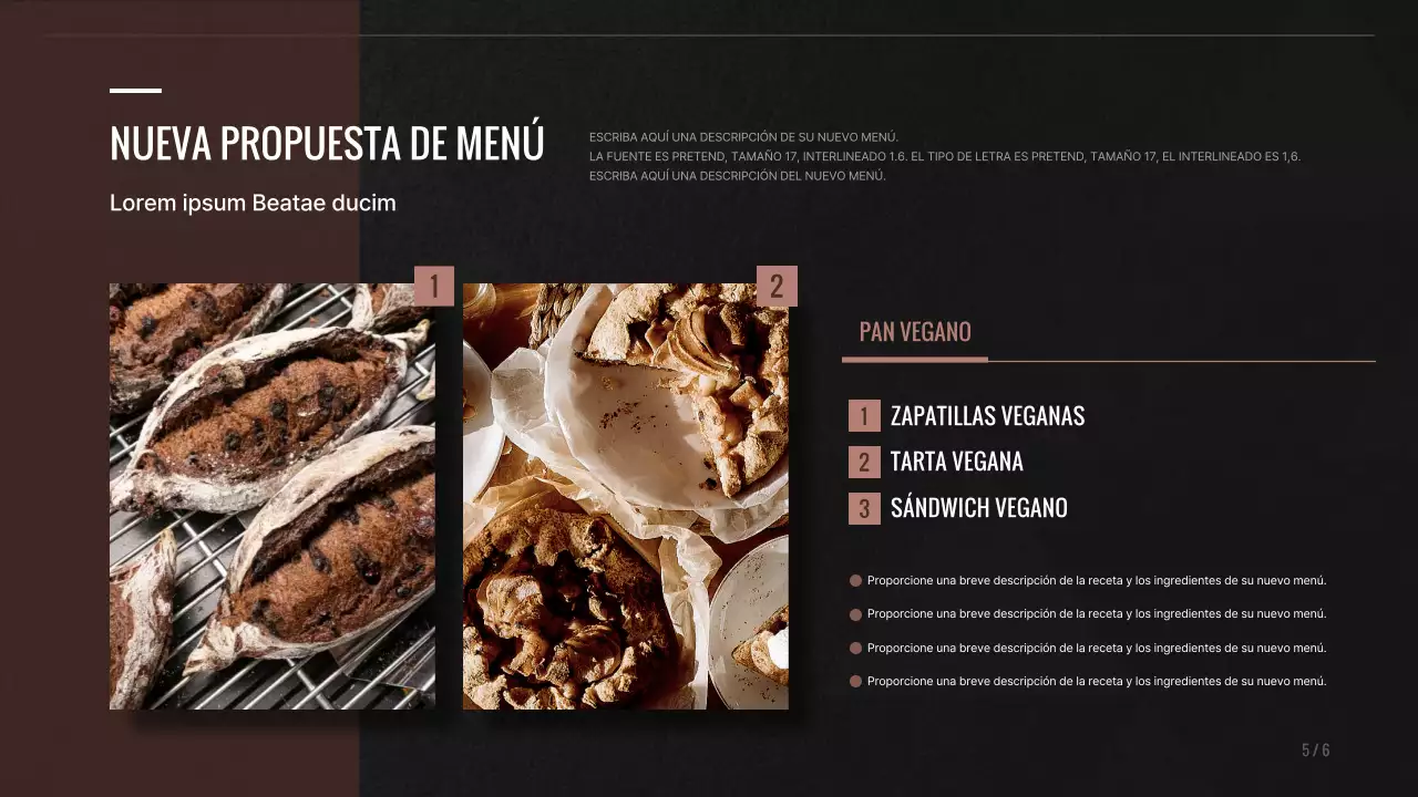 Nueva propuesta de menú para una panadería marrón y negra