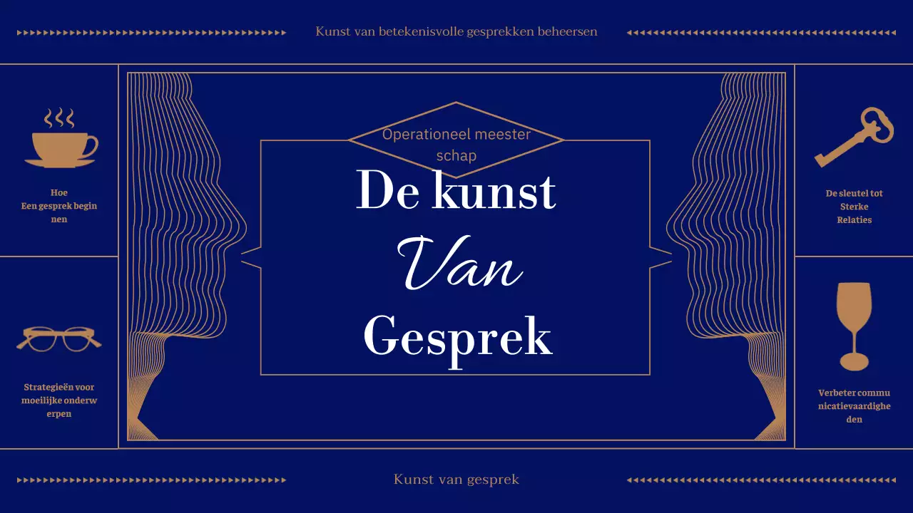 Marineblauw en beige dialoog van de dag