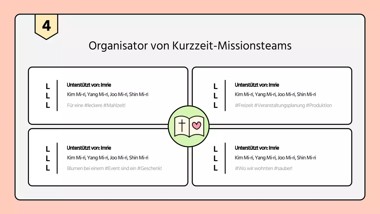 Eine saubere, pastellfarbene Sommermissionsbroschüre der Kirche