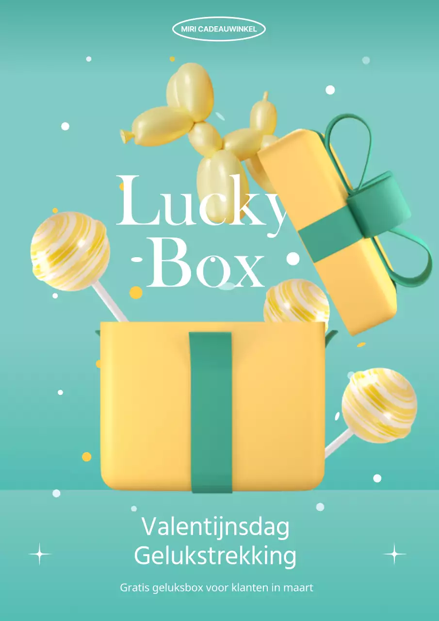 Turkoois Geel Schattig Wit Dagcadeau Doos Evenement