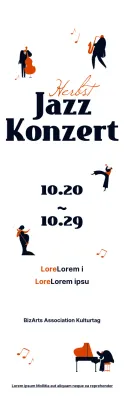 Informationen über Jazzkonzerte in einem hübschen schwarz-orangenen Illustrationsstil