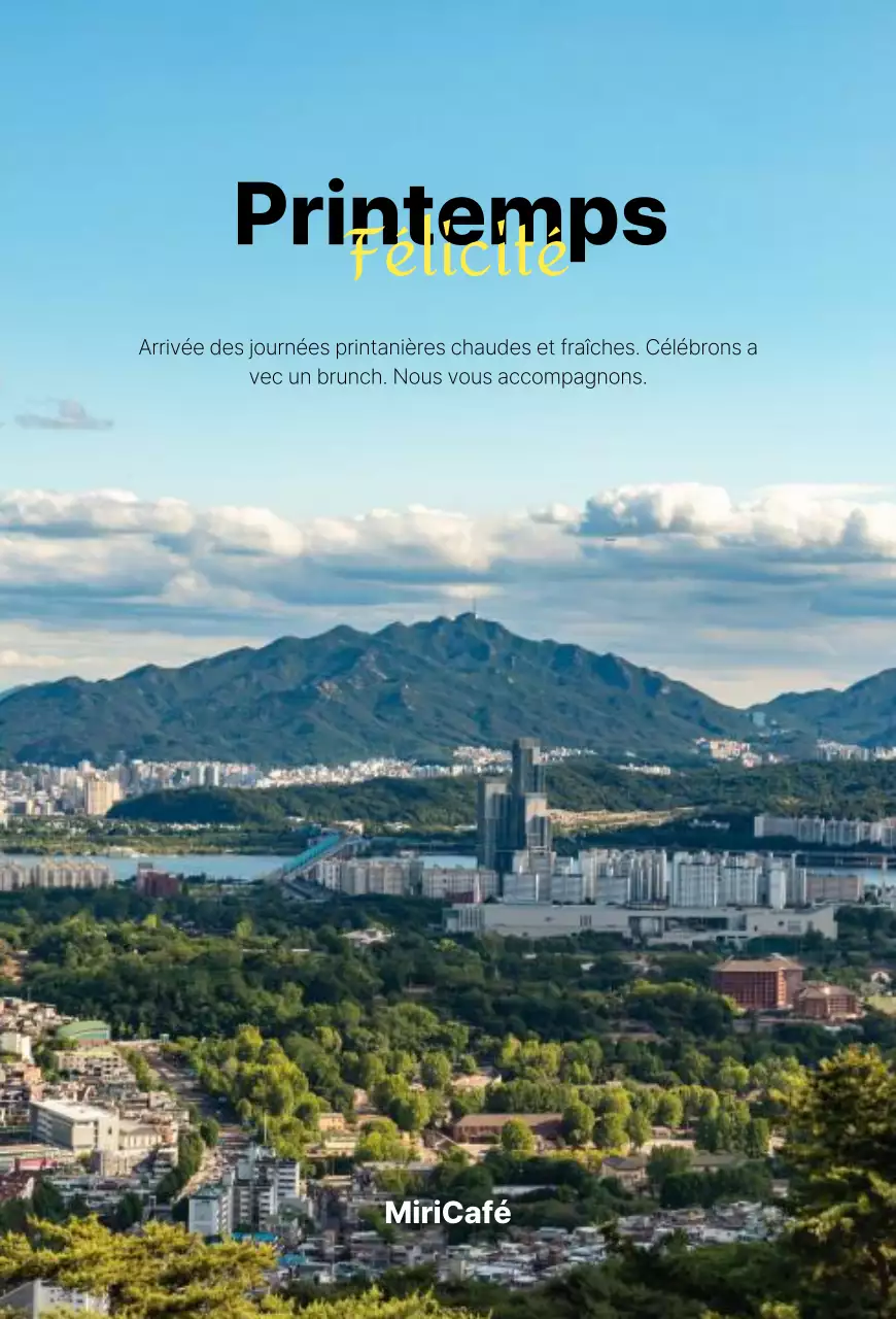 Une photo d'un paysage printanier propre en bleu et noir