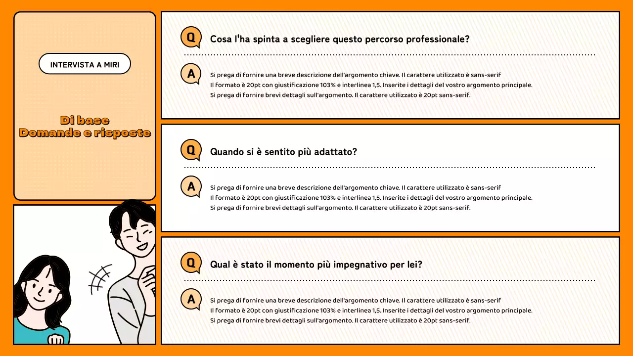 Semplice presentazione arancione con domande e risposte